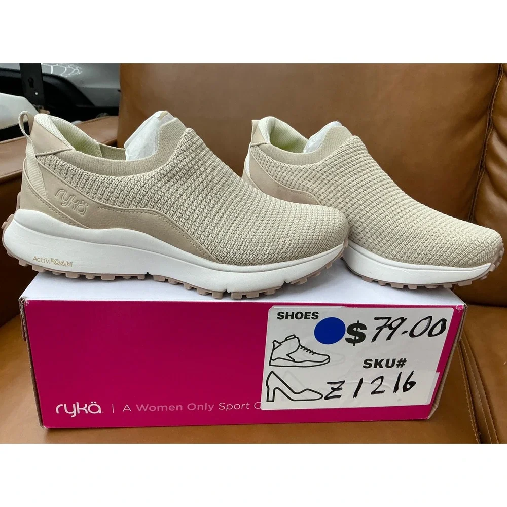 Ryka Jumpstart Walking Shoe Womens 8.5 Terra Taupe Slip On Sneaker